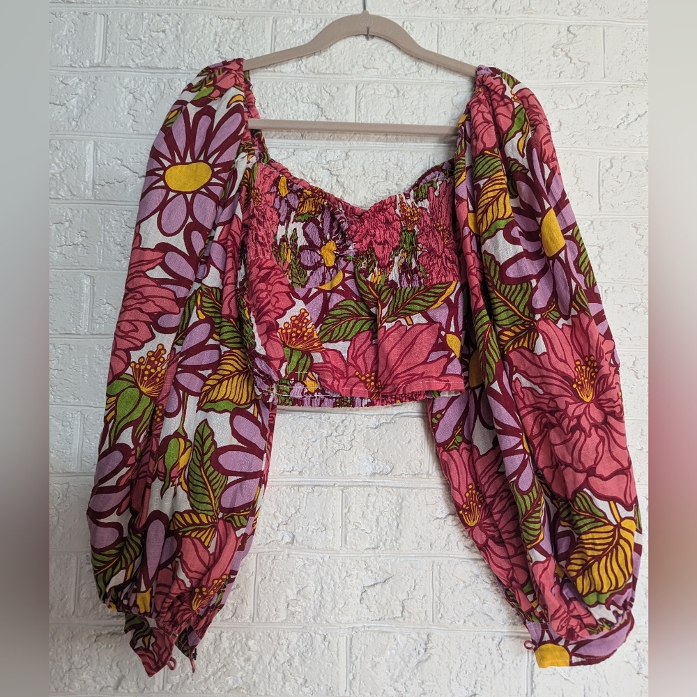 SWF Frida Exaggerated Puff Sleeve Floral Top